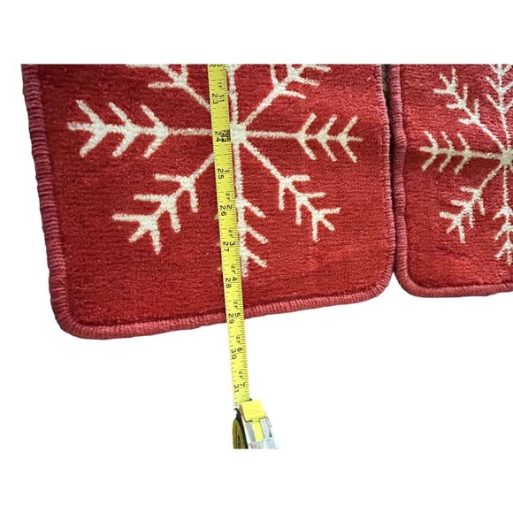 Red & White Snowflake Pattern Holiday Table Runner Set of 2 - 29" x 10" each - Picture 2 of 5